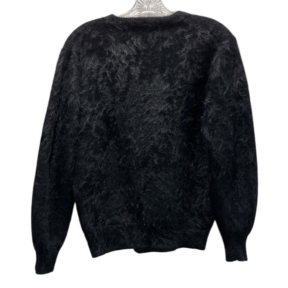90’s Japanese Vintage 100% Wool Fuzzy Furry Soft Cardigan Black Buttons S/M - Picture 5 of 10
